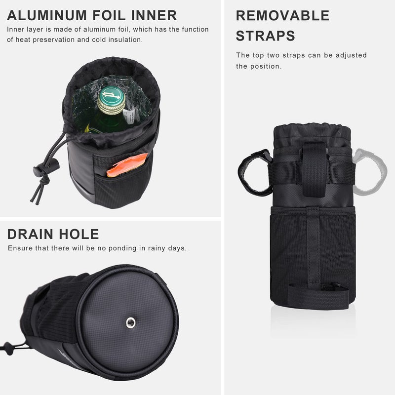 Rhinowalk Bike Handlebar Water Bottle Bag Drink Cup Holder Bicycle Front Insulated Stem Bag - Image 5
